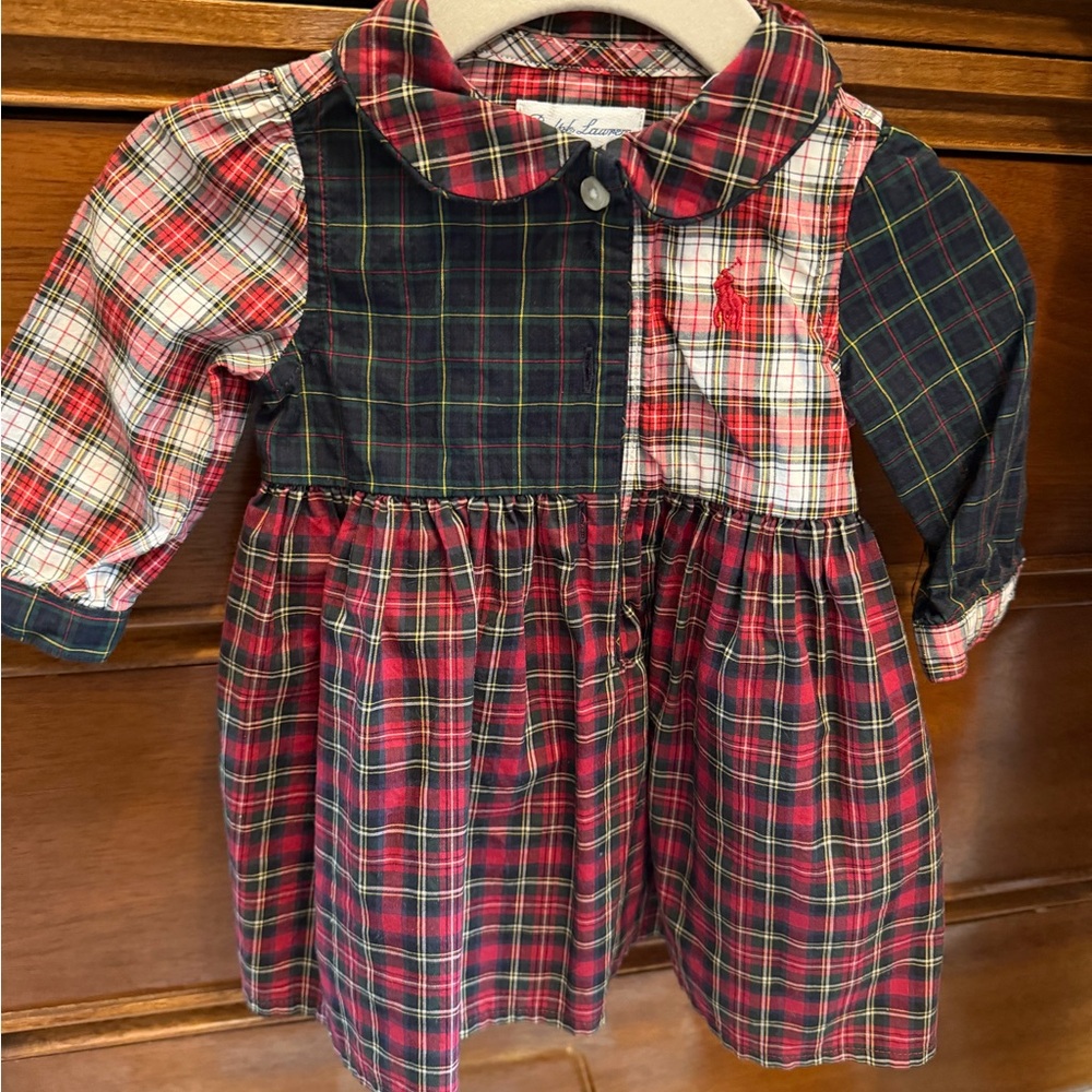 Ralph Lauren Red & Navy Plaid Patchwork Dress